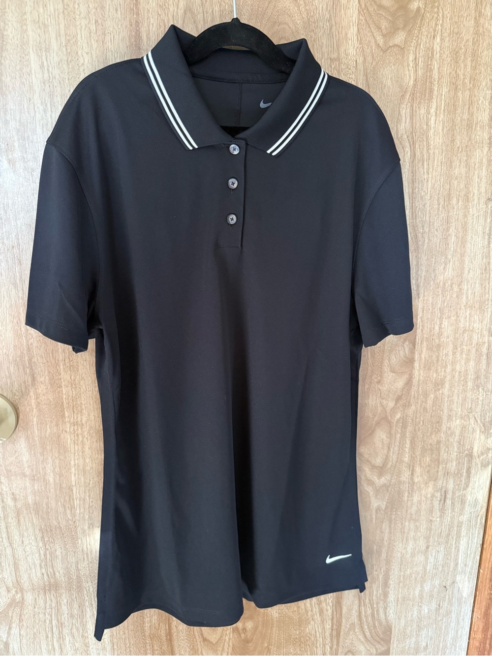 Nike Black Polo with White-Trim Collar